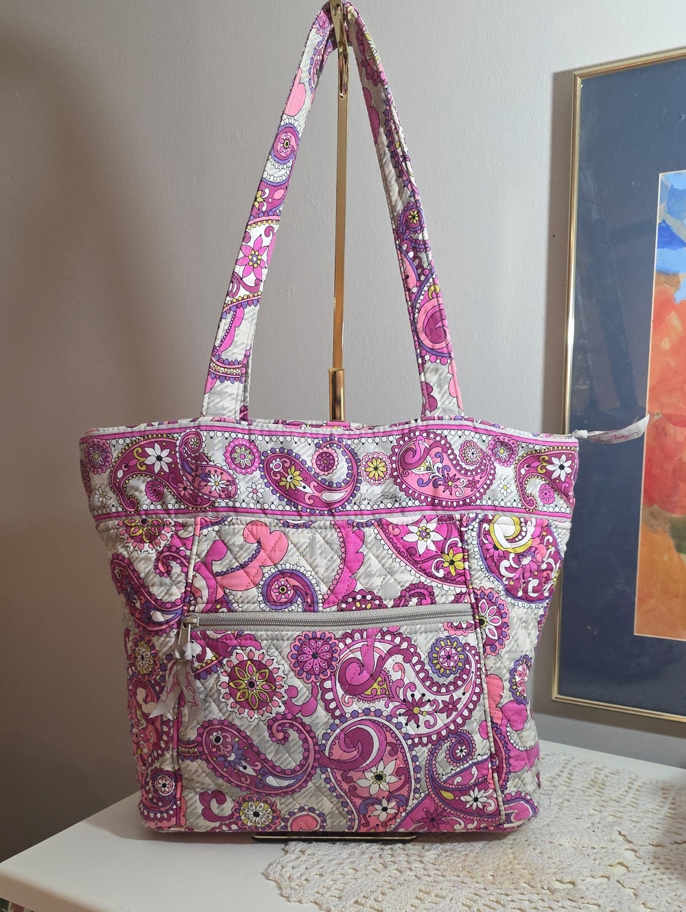 Vera Badley Paisley Meets Plaid Tote Bag